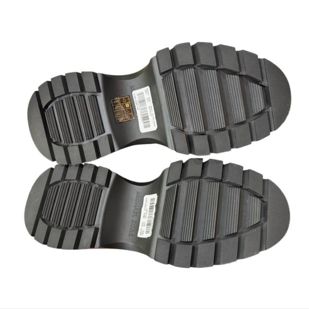 Michael Kors Black Leather Platform Loafers Shiloh Extreme Lug Chunky Shoe - Picture 7 of 8